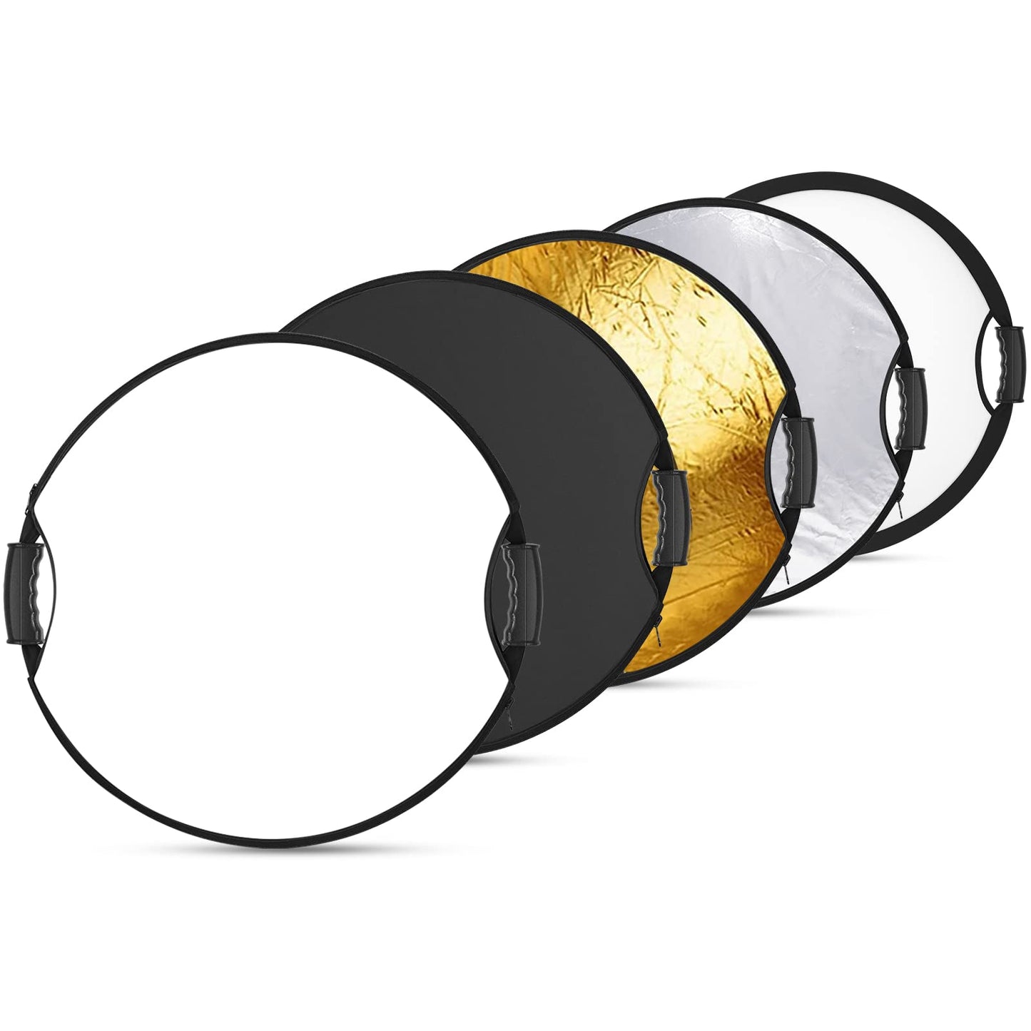 NEEWER Reflector de Luz de 22"/56cm con Empuñadura Rosca 3/8", Difusor de Luz de Disco Plegable 5 en 1 Translúcido/Plateado/Dorado/Blanco/Negro para Iluminación Fotográfica, para Exteriores, RF-110II