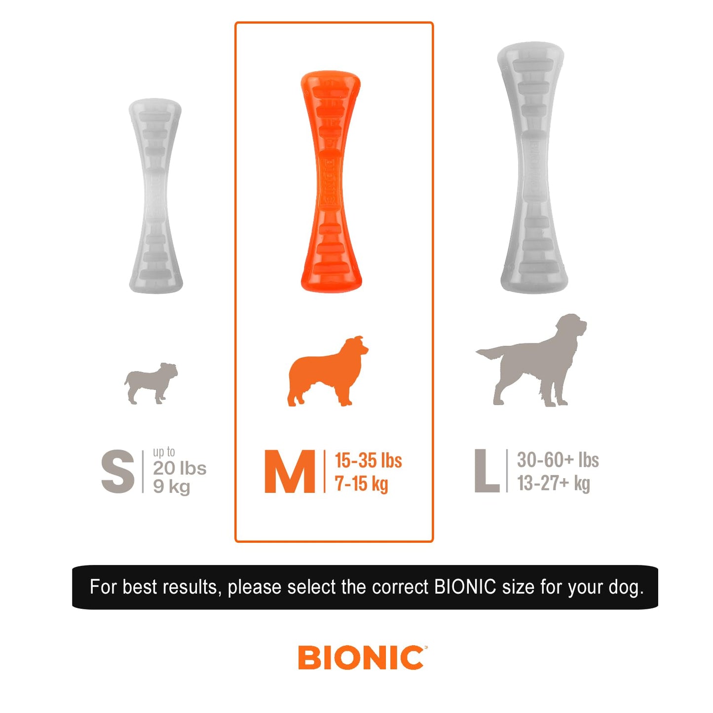 BIONIC Urban Stick - Juguete para Perros de 15 a 35 Libras (7-15 kg.)