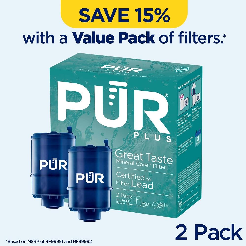 Filtro de Repuesto PUR Azul Potente 3 en 1 con Filtración Mineral Natural y Eliminación de Plomo para Montaje en Llave