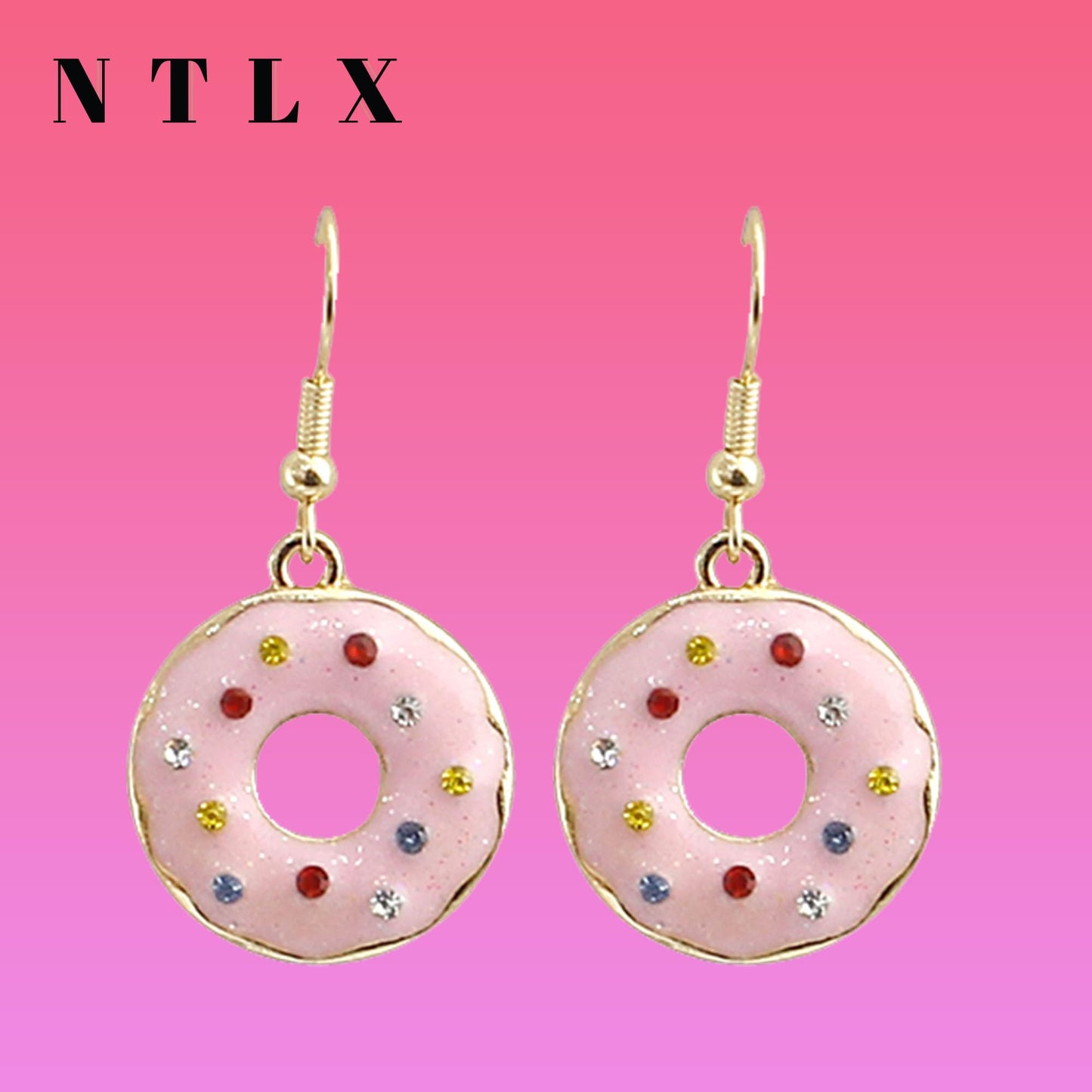 arete colgantes para mujer con forma de postre, helado, cono de helado, rosquilla, té de burbujas Boba, magdalenas, para amantes de la comida, hermosos colores pastel, chapado en oro, con caja de regalo incluida, Zinc, No es una piedra preciosa