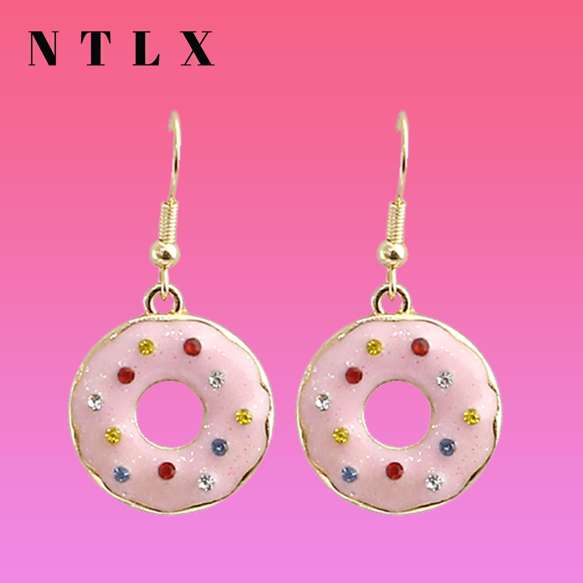 arete colgantes para mujer con forma de postre, helado, cono de helado, rosquilla, té de burbujas Boba, magdalenas, para amantes de la comida, hermosos colores pastel, chapado en oro, con caja de regalo incluida, Zinc, No es una piedra preciosa