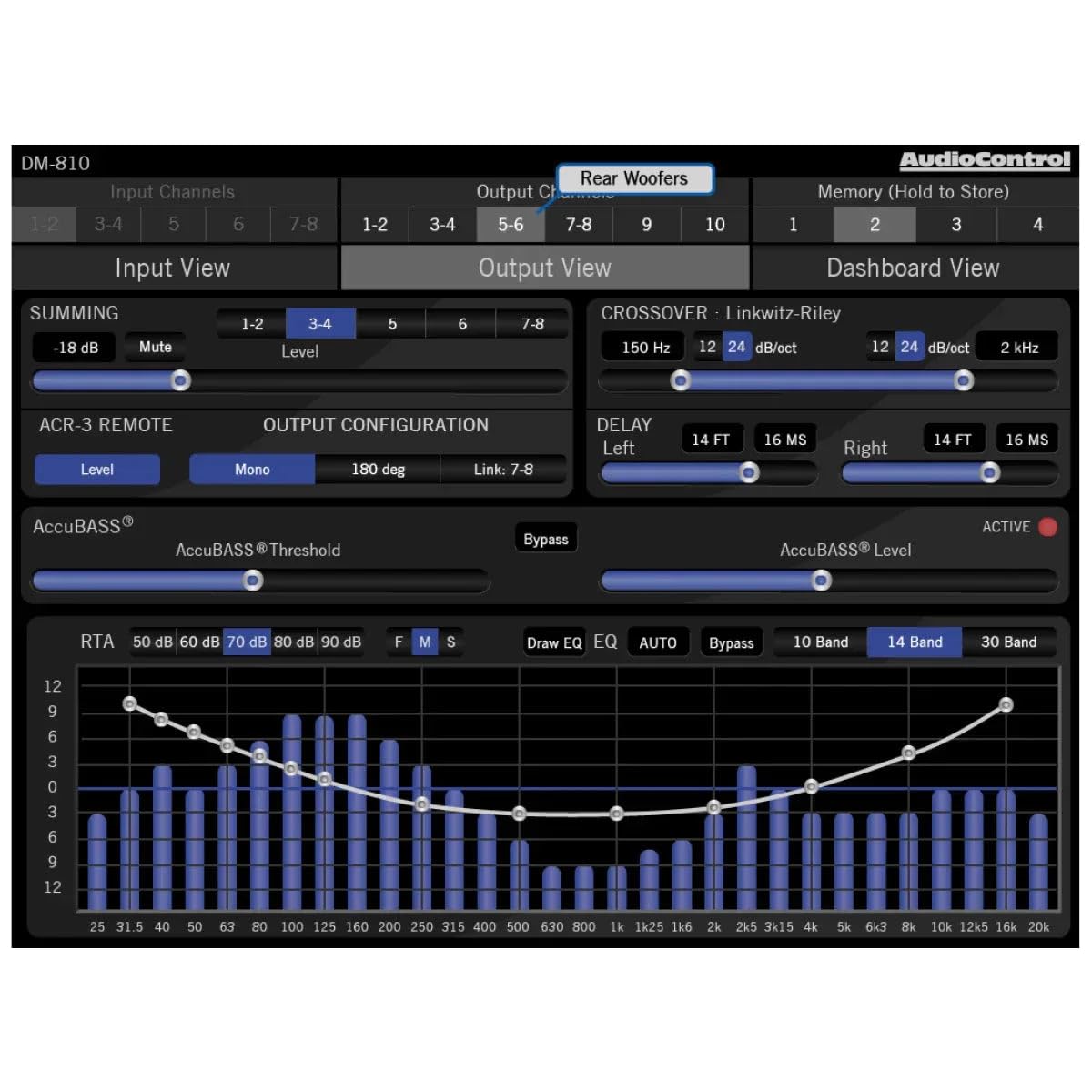 AudioControl Procesador de señal Digital de Matriz de 8 por 10 Canales DM-810