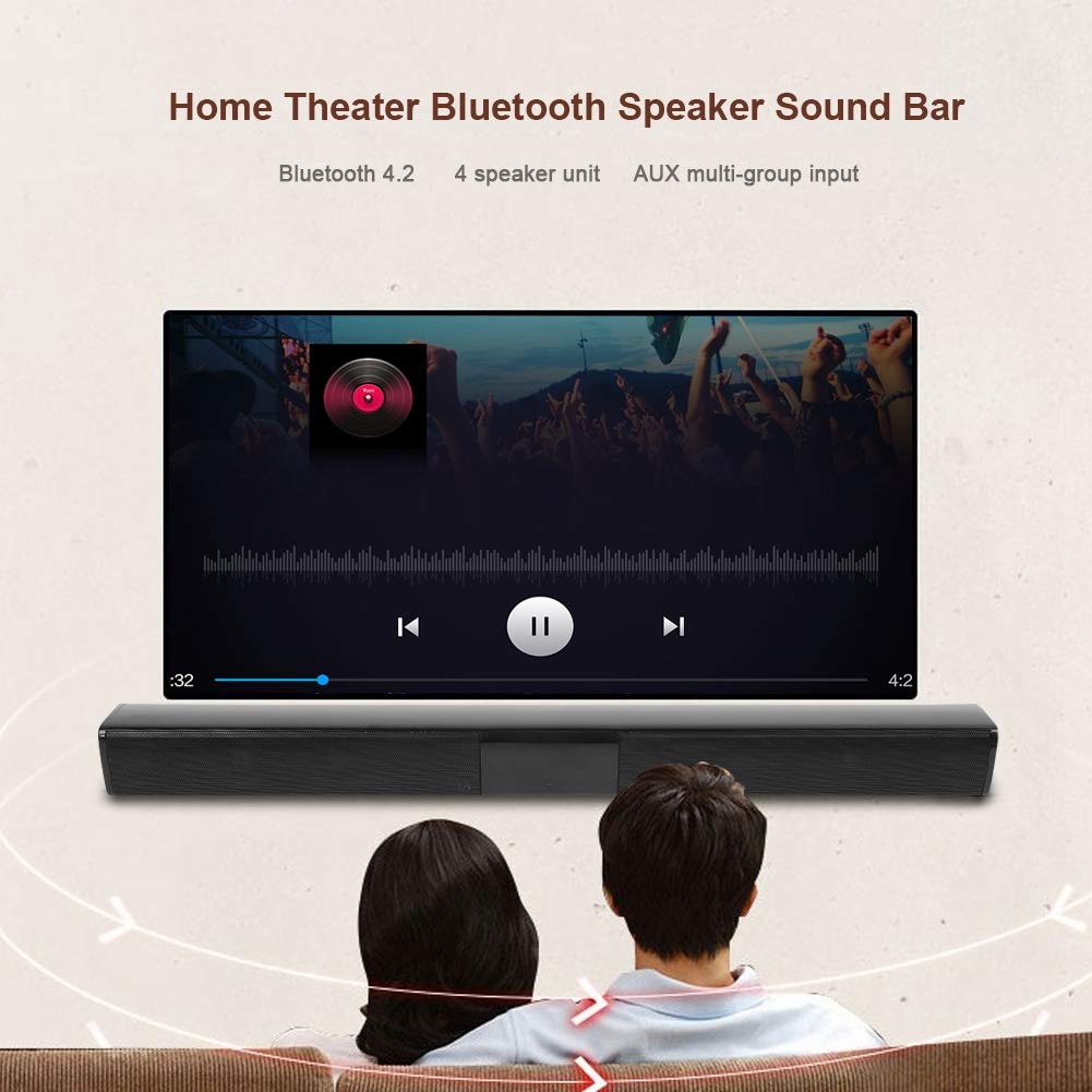 Barra de Sonido Bluetooth Oumij Negro de Alta Potencia con Sonido 3D Estéreo Envolvente para Cine en Casa