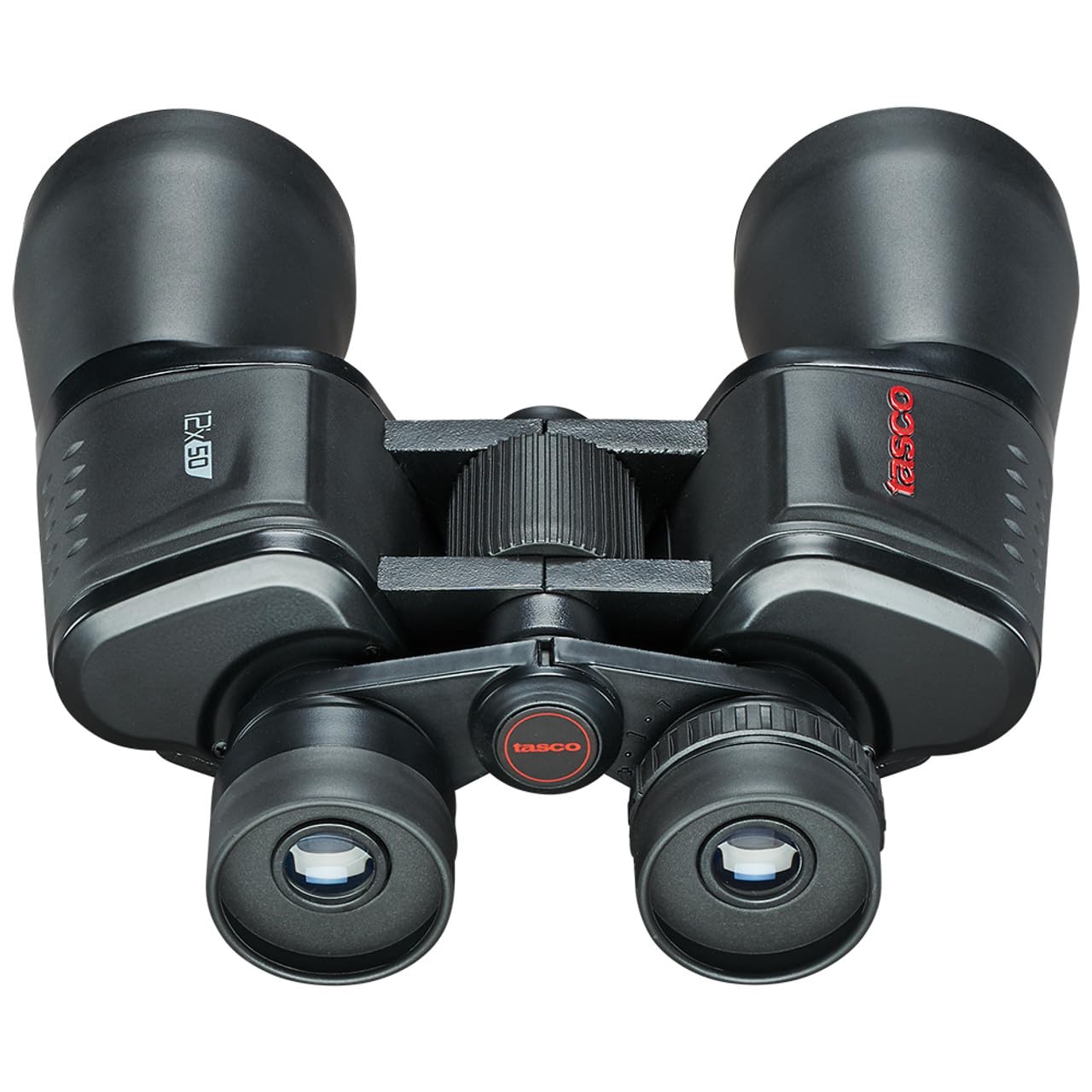 Tasco Binoculares Essential 12x50 mm Porro, Negro, Largo Alance. Prismático Adaptable a Trípode, Cristal BAK-7 Incluye Funda