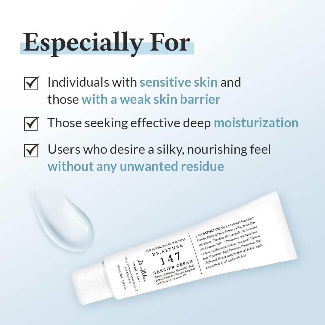 Dr.Althea Azulene 147HA - Intensive Soothing Cream - Vegan & Cruelty free, Soothing and Calming redness, Effective in acne prone skin, Deepy hydrating
