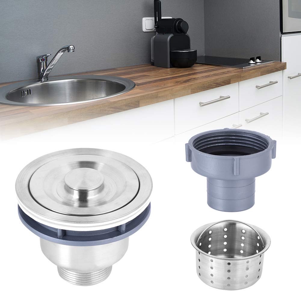 Garosa Colador de Fregadero de La Cocina Fregadero de La Canasta Colador de Filtro de Drenaje de Acero Inoxidable 304 con Tapa Extraíble Tapa de Sellado