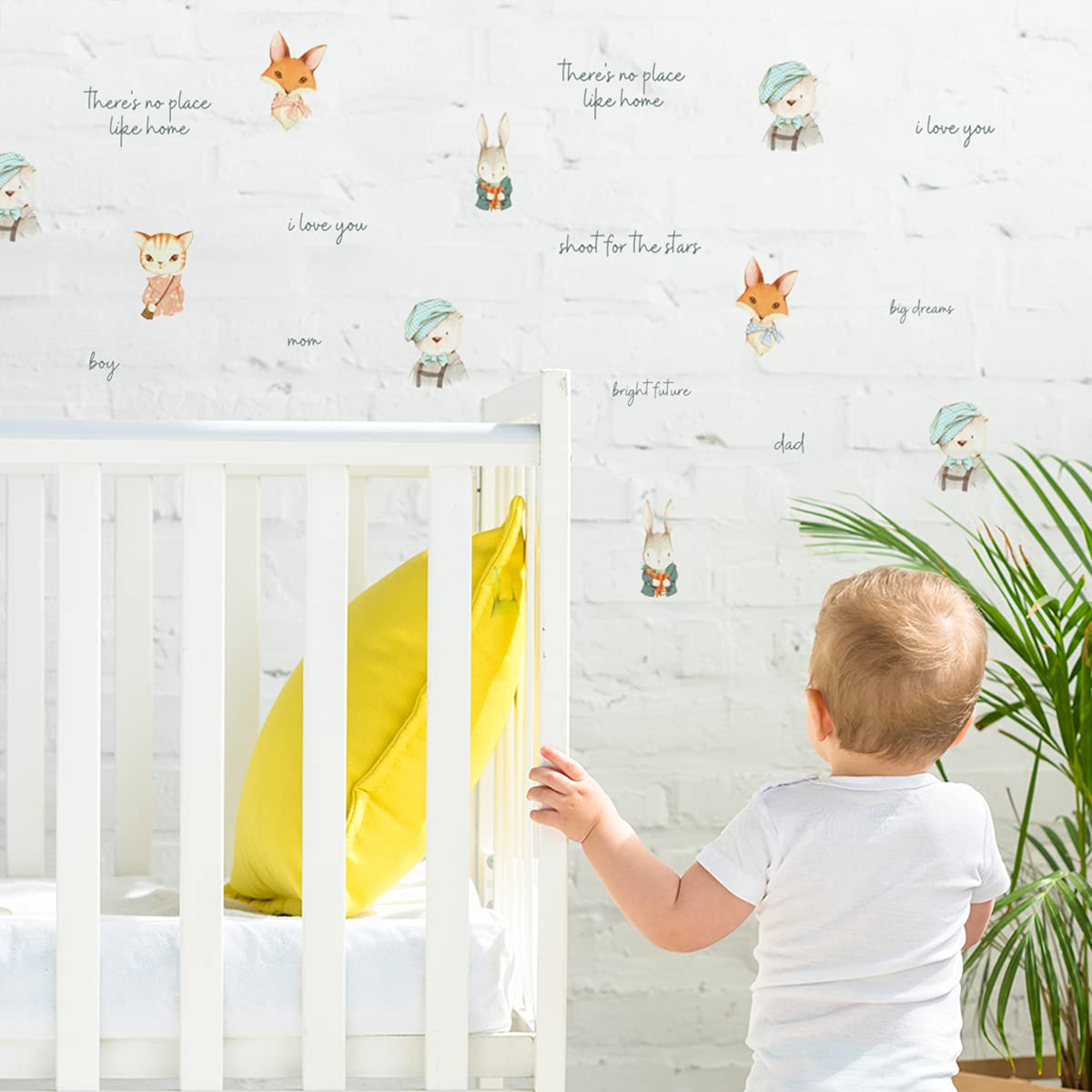 Feel Kozi - Calcomanías de pared extraíbles (60 piezas) - Pegatinas de animales para decoración de habitación de niños, decoración de pared de guardería, decoración de sala de juegos y decoración de