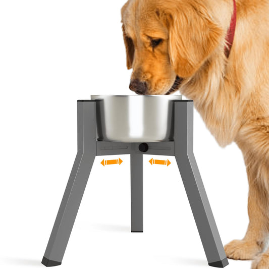 Tazón Elevado para Perros Grandes, Soporte Gris Ajustable de 7 a 10.6 Pulgadas