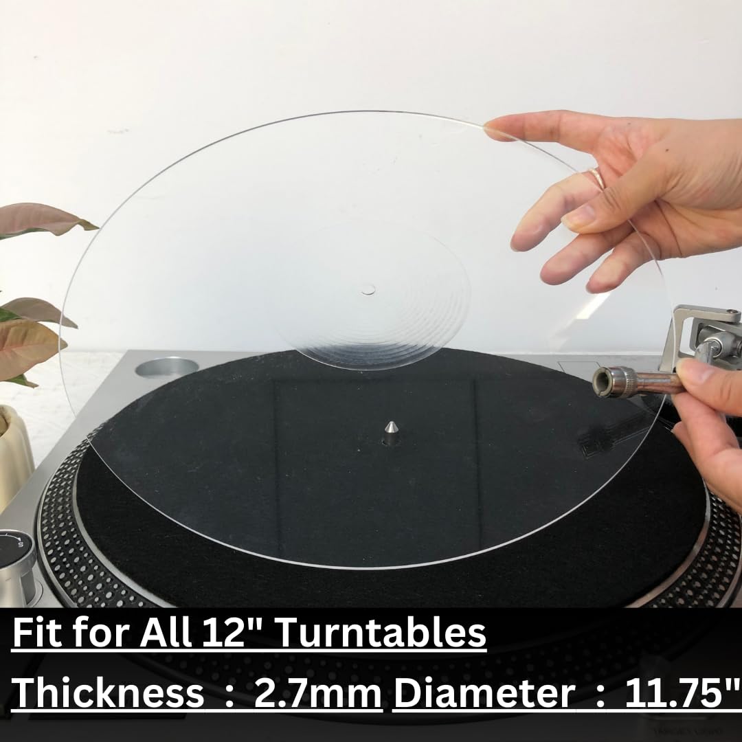 Tapete Acrílico Transparente Antiestático Reductor de Ruido para Reproductores de Discos de Vinilo de 12 Pulgadas