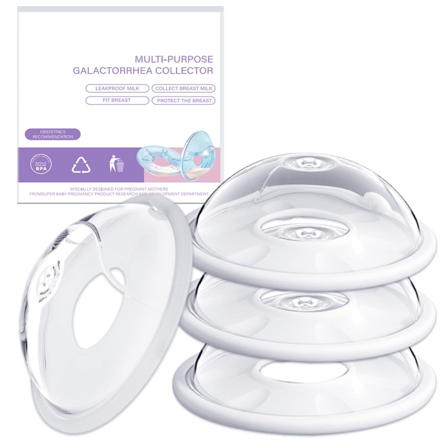 Bliblo - Cáscaras de pecho para dolor en el pezón y la lactancia, taza de lactancia (4 paquetes), ahorro de leche, no más leche desperdiciada o almohadillas para orejas de mama desechables, sin PBA