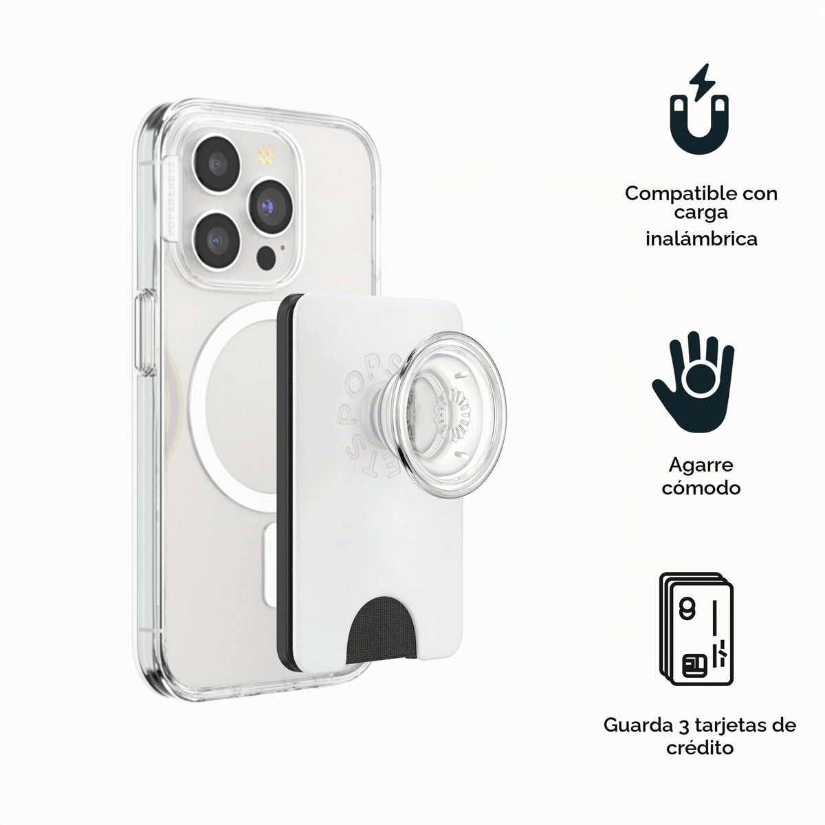 Portafolios para Teléfono PopSockets MagSafe Agarre Expandible y Anillo Adaptador Compatible Carga Inalámbrica
