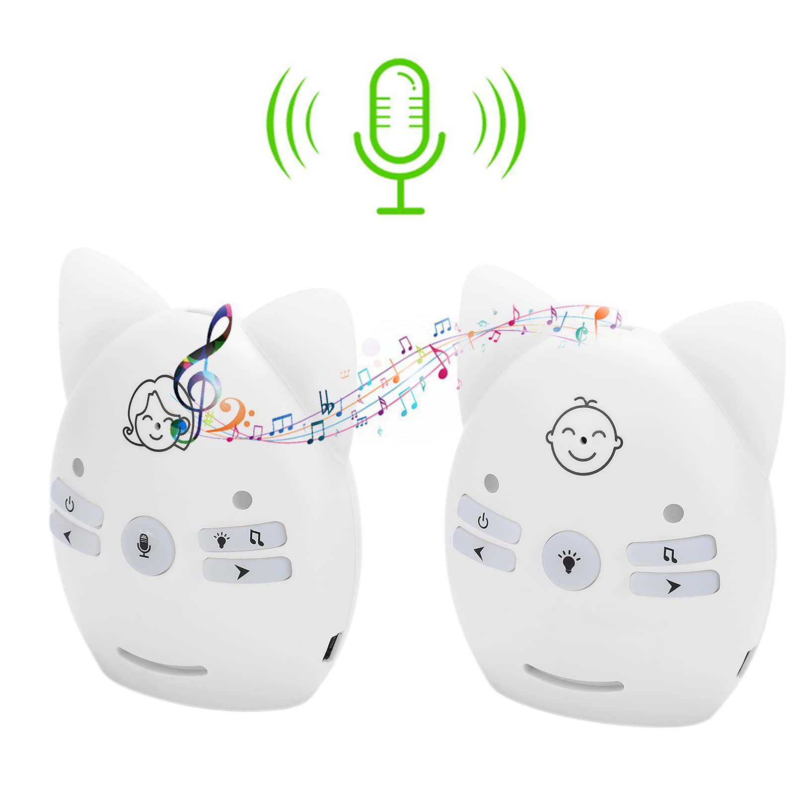 Monitor de Sonido para Bebés Blanco Ajustable Digital de Largo Alcance y Conversación Bidireccional