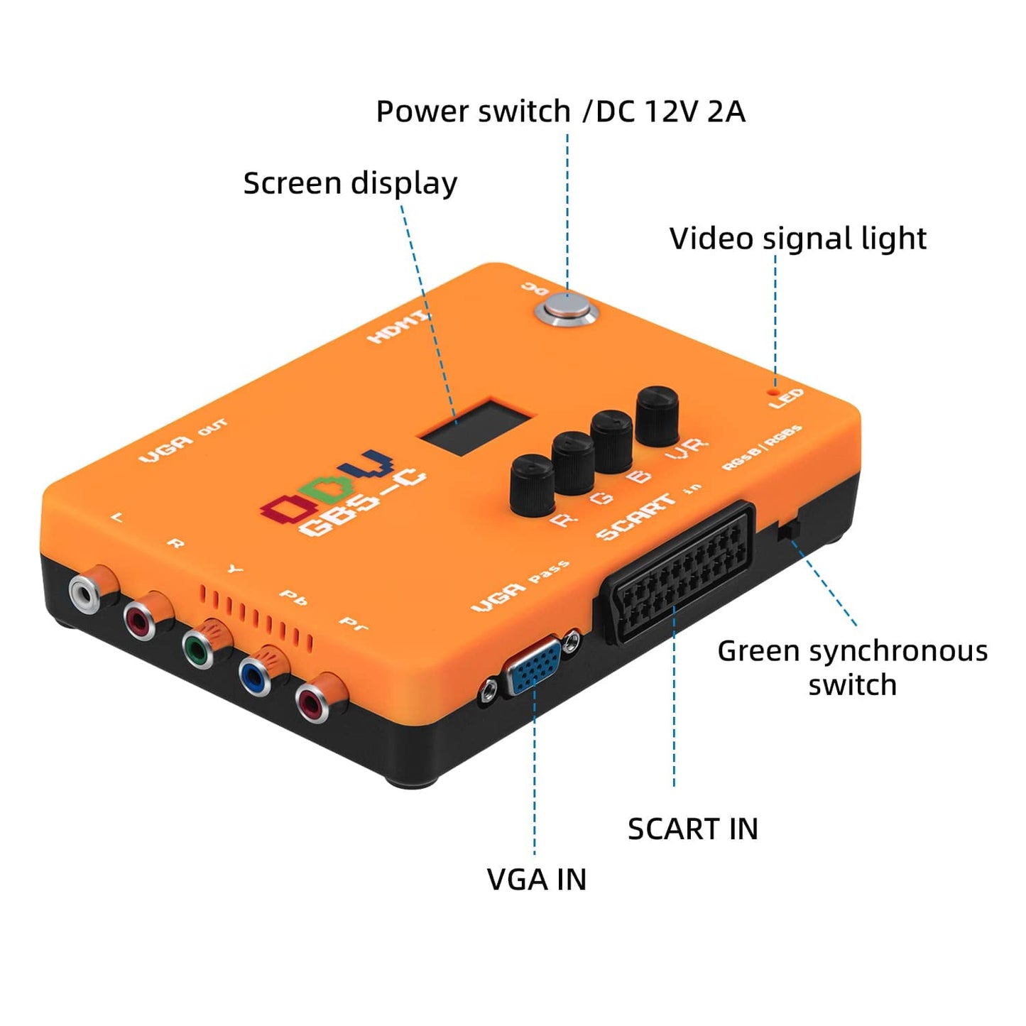 Mcbazel ODV GBS-C Convertidor componente/VGA/Scart a VGA/HDMI Scan Converter GBS Control para consola de juegos retro YPbPR/señales RGB a señales HDMI/VGA OSSC X