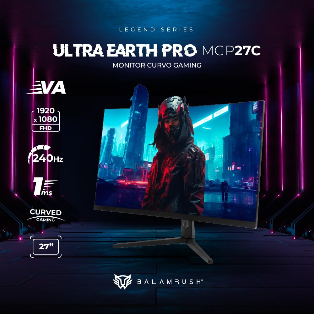 Monitor Gamer Ultra Earth Pro 27 Pulgadas Negro Curvo FHD 240Hz 1ms MGP27C VA