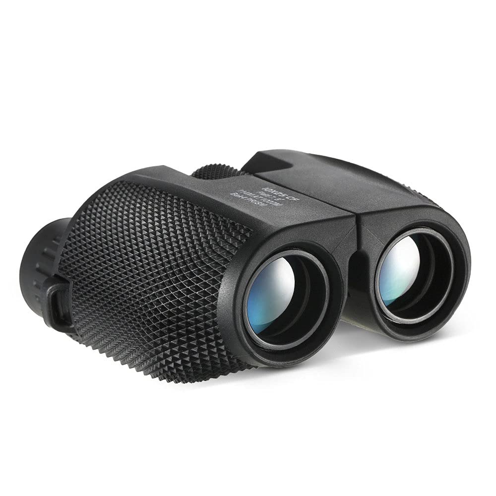 FUFENG Binoculares Plegables, Binoculares Prismáticos 10X25 con Alcance de Visión de hasta 1,000 Metros, Enfoque Manual para Senderismo, Campamento, Viajes, Caza, Conciertos (Negro)