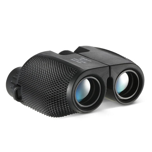 FUFENG Binoculares Plegables, Binoculares Prismáticos 10X25 con Alcance de Visión de hasta 1,000 Metros, Enfoque Manual para Senderismo, Campamento, Viajes, Caza, Conciertos (Negro)