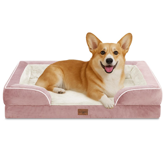 Comfort Expression - Camas de perro medianas, impermeables, de espuma ortopédica para perros medianos y grandes, cómoda cama para mascotas con funda extraíble lavable y parte inferior antideslizante