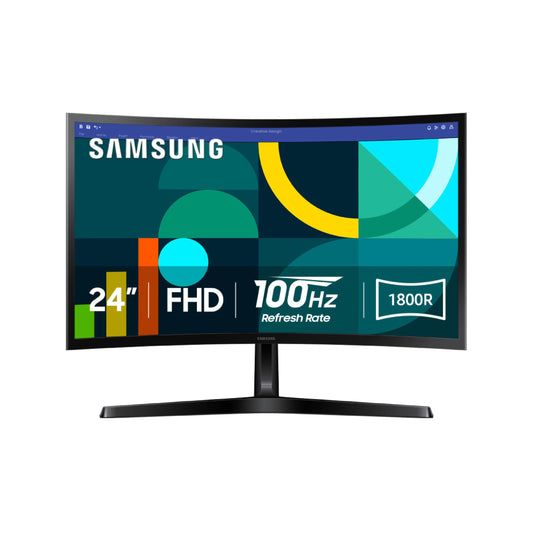 SAMSUNG - Monitor de computadora Curvo FHD 1800R de 24 Pulgadas Essential S3 (S36GD) Series FHD 1800R, 100Hz, Modo de Juego, Comodidad Ocular Avanzada, Puertos HDMI y D-Sub, LS24D366GANXZA, 2024