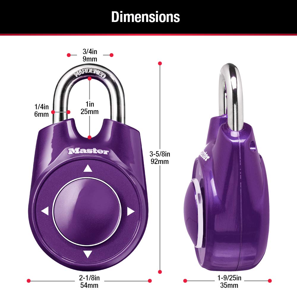 Candado de Combinación de Dial de Velocidad Master Lock Varios Colores 1 Paquete