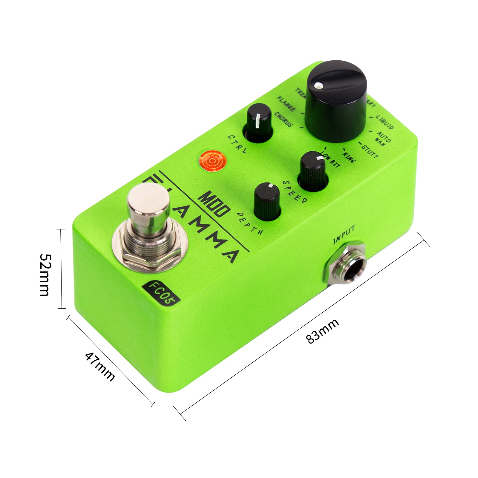 Pedal de Modulación Flamma FC05 Mini Multiefectos en Negro para Guitarra Eléctrica