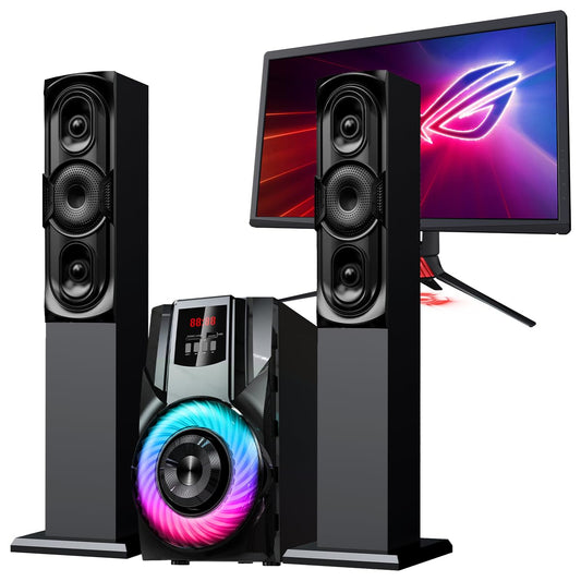 D&M 2L6 Sonido Teatro en casa,con Subwoofer - Sistema de Sonido Envolvente 3 en 1 Separado,para TV Juegos de PC HD-ARC/BT 5.4/óptica/AUX/USB Conexión 5 Modos EQ Graves Profundos