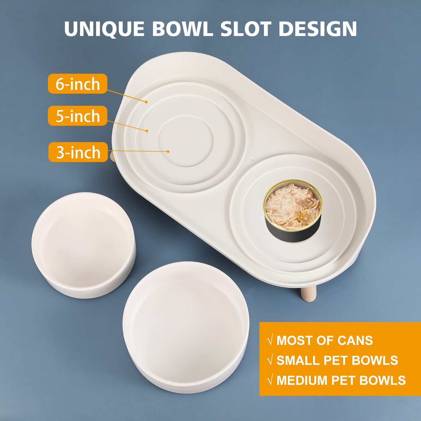 Comedero Gato - Comedero Perro Elevado - Comederos y Bebederos para Perros Pequeños | Gatos | Conejo - Doble Ceramica Cuenco Mascotas con Soporte Anti Salpicaduras 480 ml