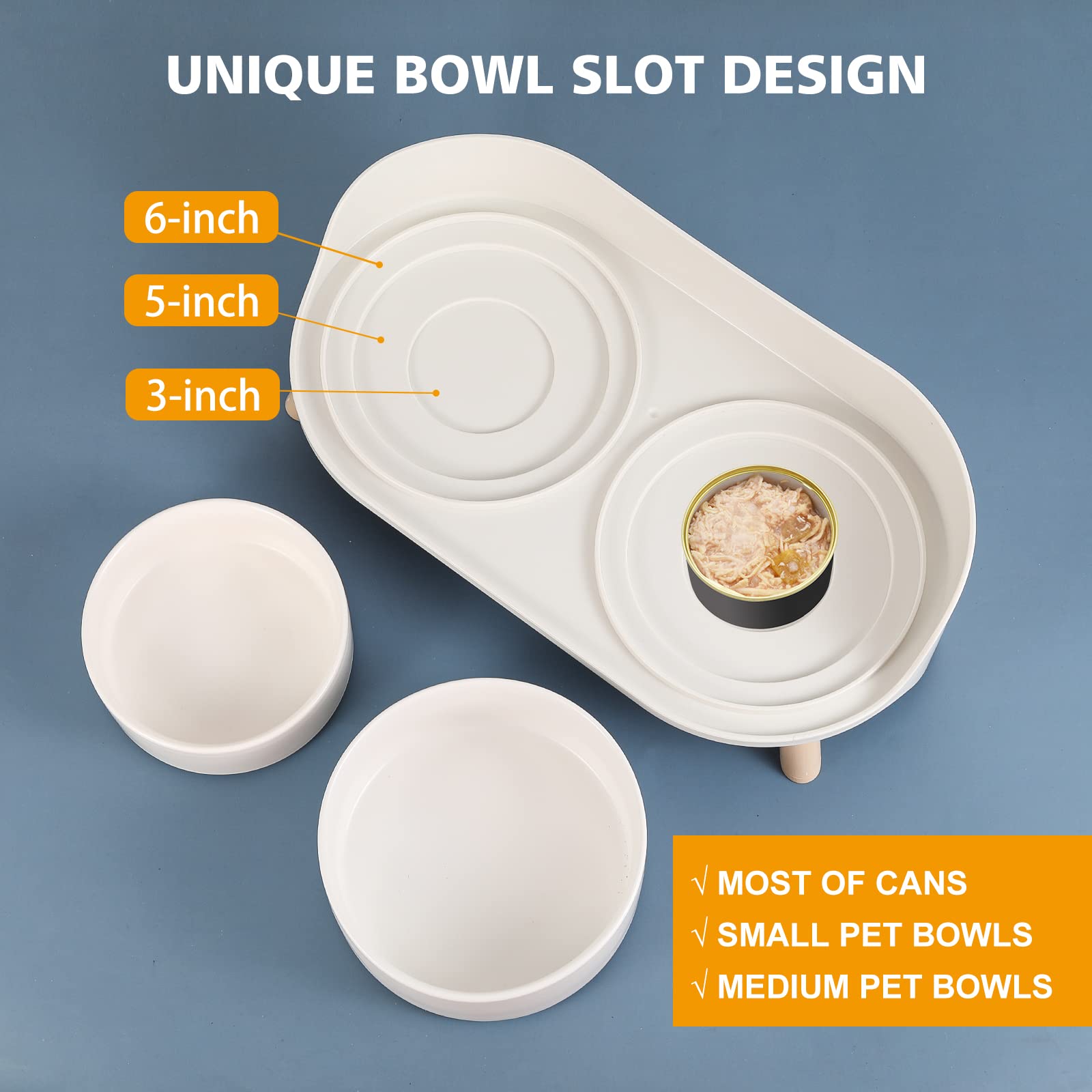 Comedero Gato - Comedero Perro Elevado - Comederos y Bebederos para Perros Pequeños | Gatos | Conejo - Doble Ceramica Cuenco Mascotas con Soporte Anti Salpicaduras 480 ml
