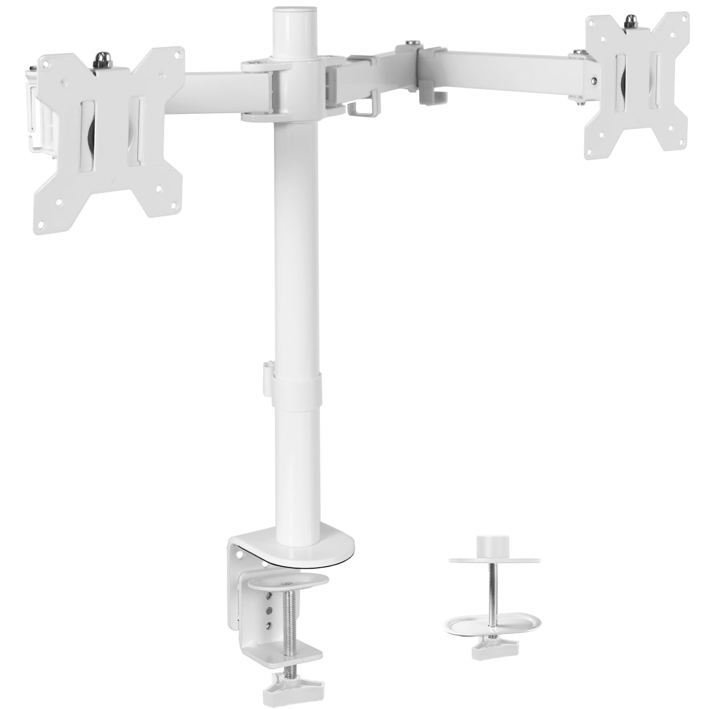 Soporte de Computadora VIVO Blanco para Monitor Doble Ajustable Resistente