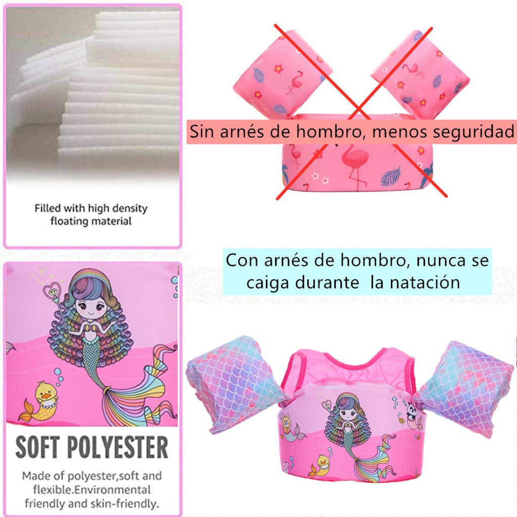 Chaleco Salvavidas para Niños Niña 2 3 4 5 6 Años Salvavidas para Bebe 30 a 55 Libras Natacion Kit con Chaleco de Seguridad y Doble Cierre para Piscina Parque Acuático Lago y Playa (Azul)