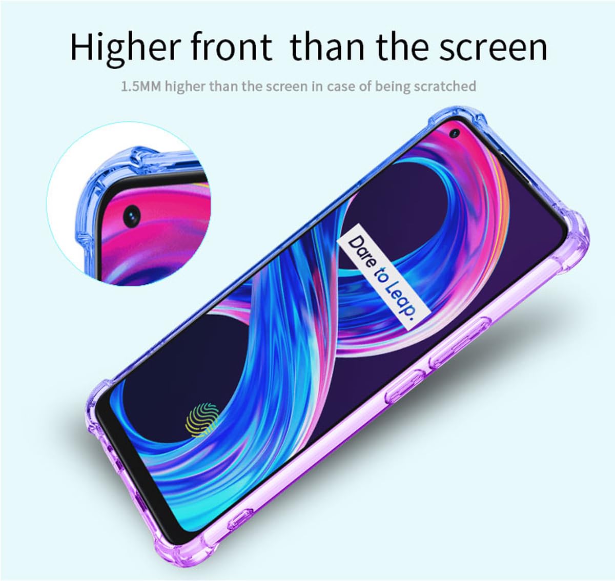 DABUNA Funda para Realme 8 4G y 8 Pro Case Uso Rudo,Transparente Colores Degradados Protectora de Cámara Anticaída Carcasa Bumper(Púrpura Azul)