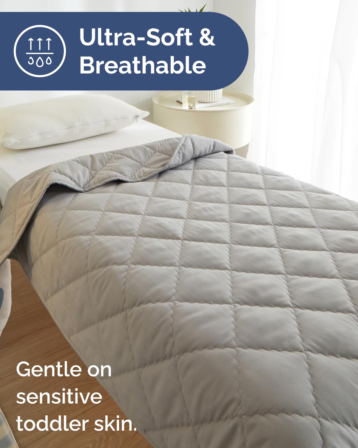 Edredón para niños pequeños, suave, ligero, manta para todas las estaciones, para niños y niñas, ropa de cama acogedora para cuna y cama de niños pequeños, 39 x 47 pulgadas, color gris claro