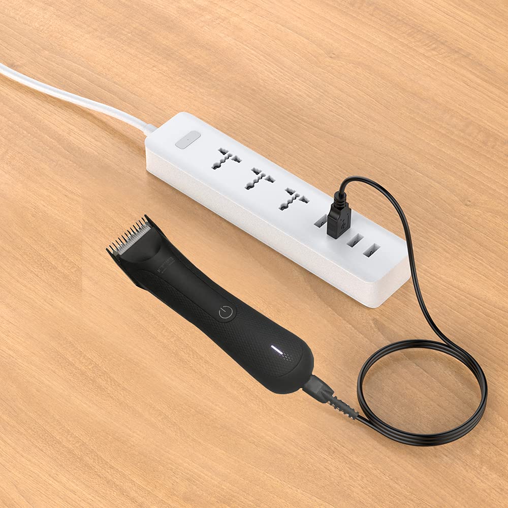 LIANSUM Cable de alimentación compatible con cortacésped Manscaped 3.0 y 2.0, cortador de pelo eléctrico Manscaped, Weed Whacker, negro, 5V DC, 5FT, macho a macho