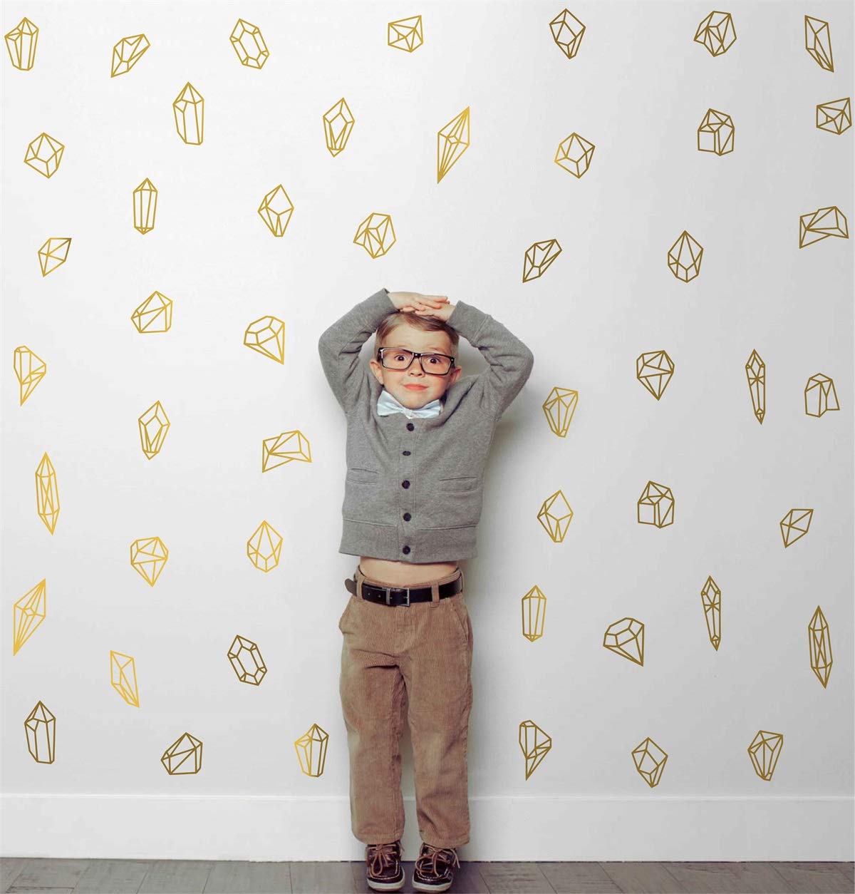 50 calcomanías de pared con formas geométricas y gemas, decoración del hogar, calcomanías de vinilo para habitación de niños D999 (dorado)