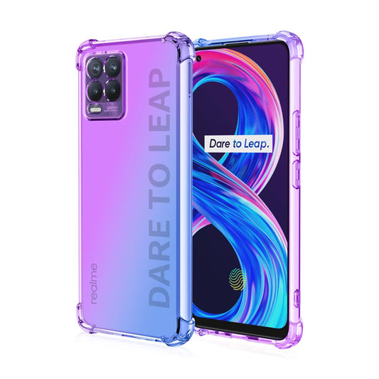 DABUNA Funda para Realme 8 4G y 8 Pro Case Uso Rudo,Transparente Colores Degradados Protectora de Cámara Anticaída Carcasa Bumper(Púrpura Azul)