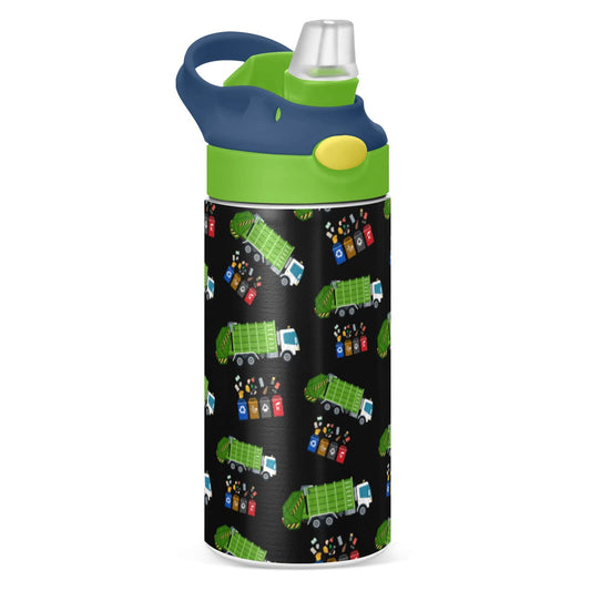 Botella de agua de acero inoxidable para niños, botella de agua aislada al aspiradora de acero inoxidable de 12 onzas para niños y niños, botellas aisladas al aspiradora de doble pared (reciclaje de