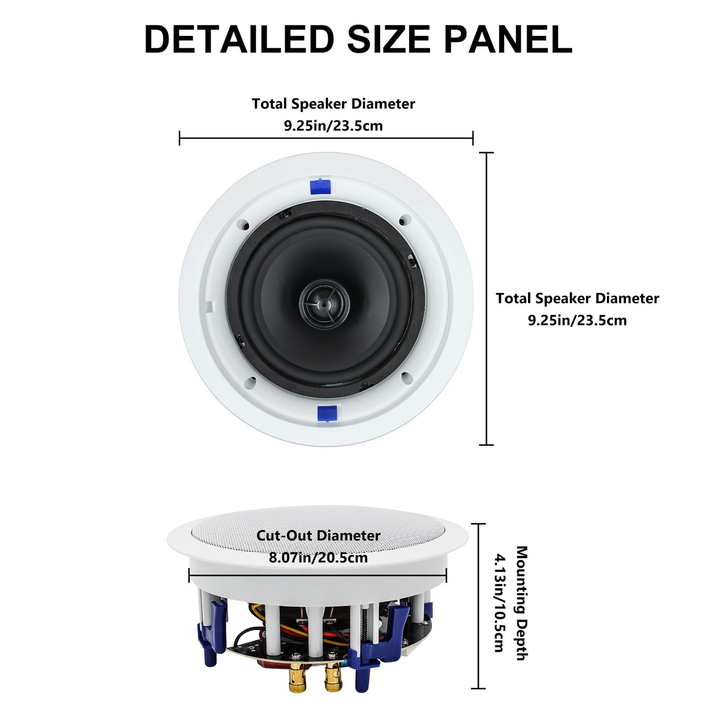 Herdio - Altavoces de techo de 6.5 pulgadas, 640 W, montaje empotrado de 2 vías, pasivos para oficina, cocina, sala de estar, baño (4 altavoces)