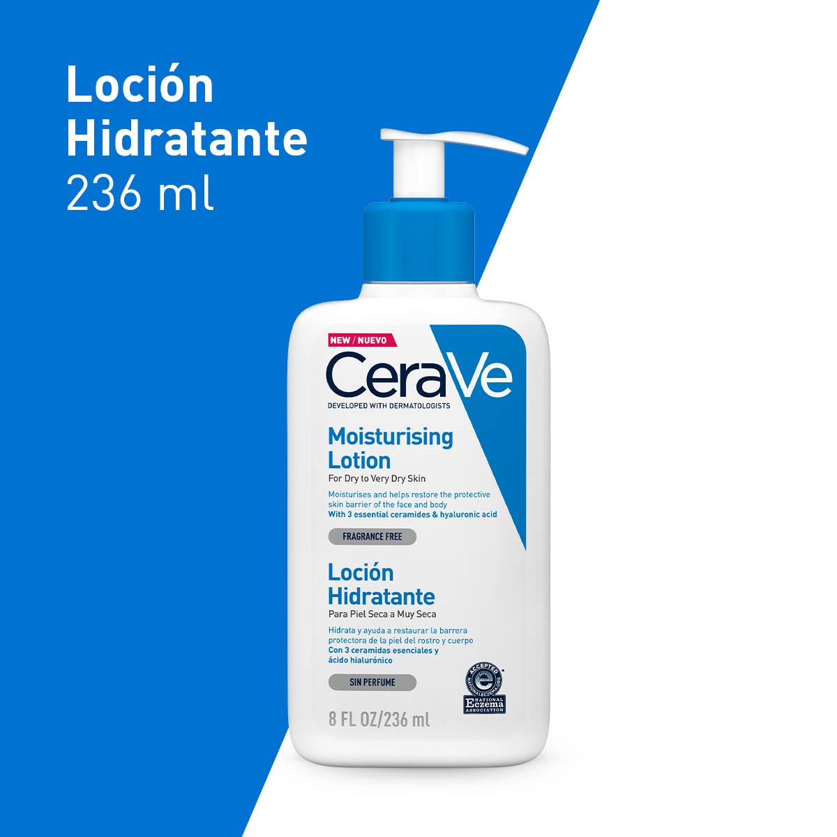 CeraVe Limpiadora Hidratante |473ml| Limpiador facial diario para piel seca + Loción Hidratante |237ml| Loción hidratante para rostro y cuerpo para piel seca