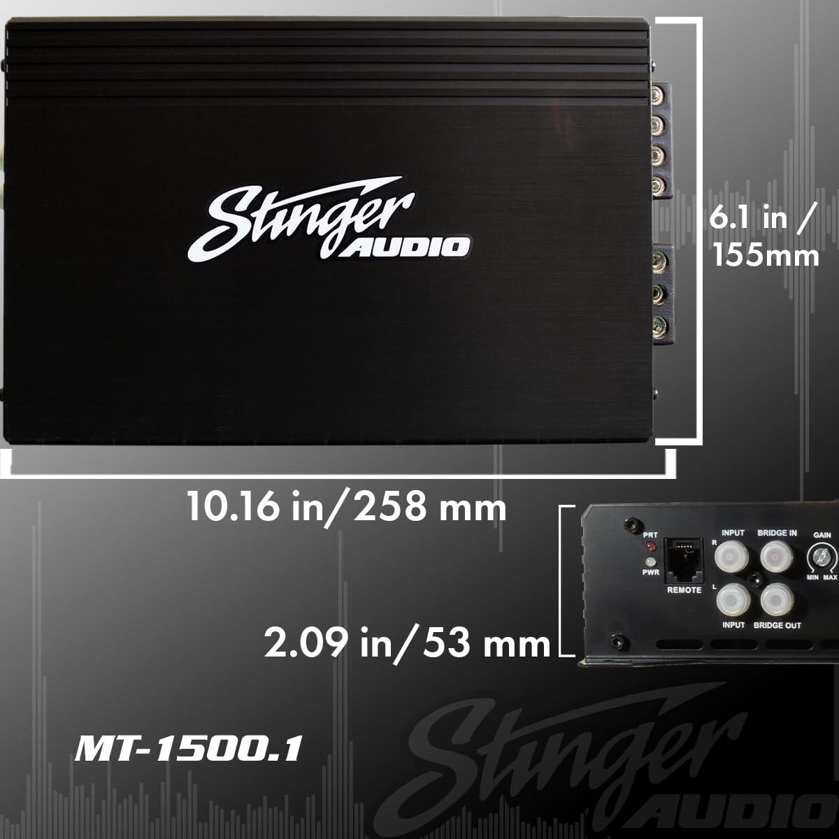 Amplificador de Audio Monobloque Stinger Negro con Control Remoto de Graves para Coche