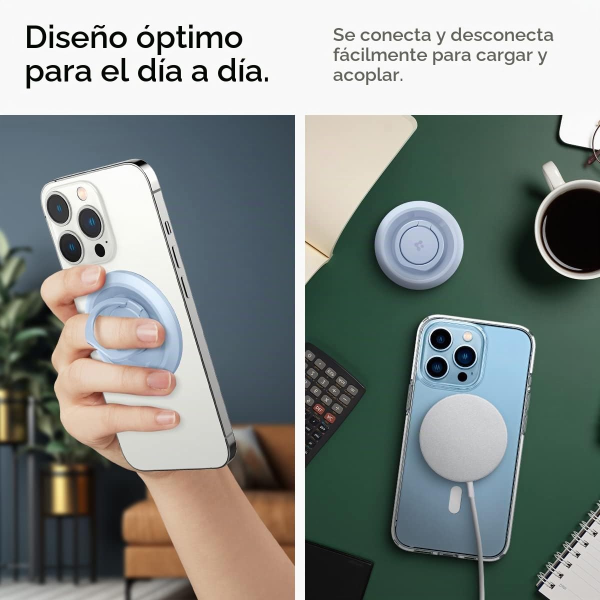 Soporte Magnético para Teléfono Spigen Azul Compatible con MagSafe y iPhone 17/16/15/14/13/12