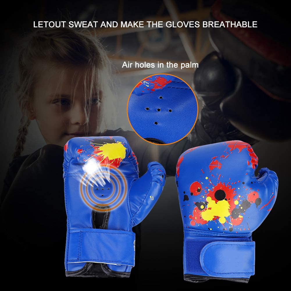 Guantes de Boxeo para niños de Poliuretano para Sparring y Entrenamiento, para niños de 2 a 11 años, Color Azul Equipo Deportivo Infantil
