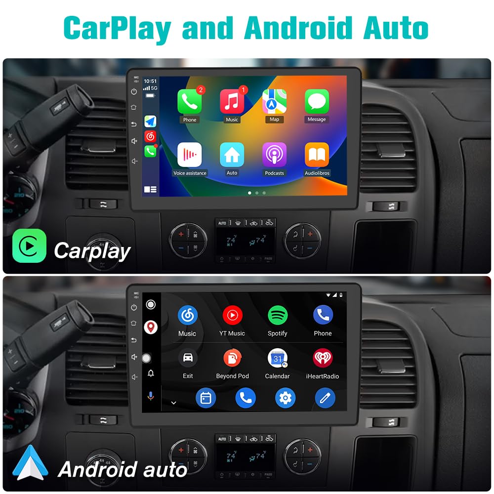 AWESAFE - Radio de coche WiFi 5G estéreo para Chevy Silverado 2007-2013 GMC Sierra