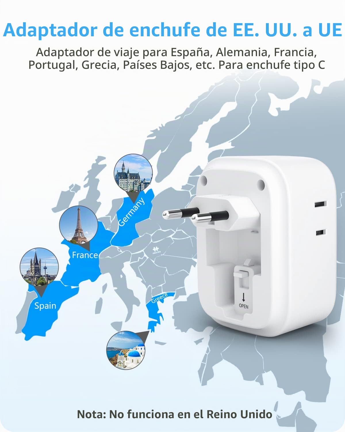Adaptador de Viaje LENCENT Europeo Tipo C Plegable PD45W 4 Tomas
