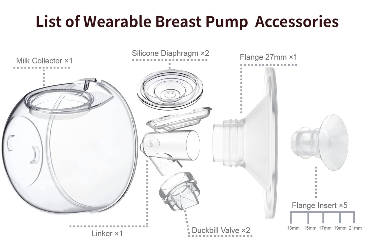 JIMOWANG Brida de 27 mm, compatible con TSRETE/kmaier/eulumap/Momcozy S9/S12 extractor de leche portátil, 24 mm, escudo/brida, piezas de repuesto para extractor de leche