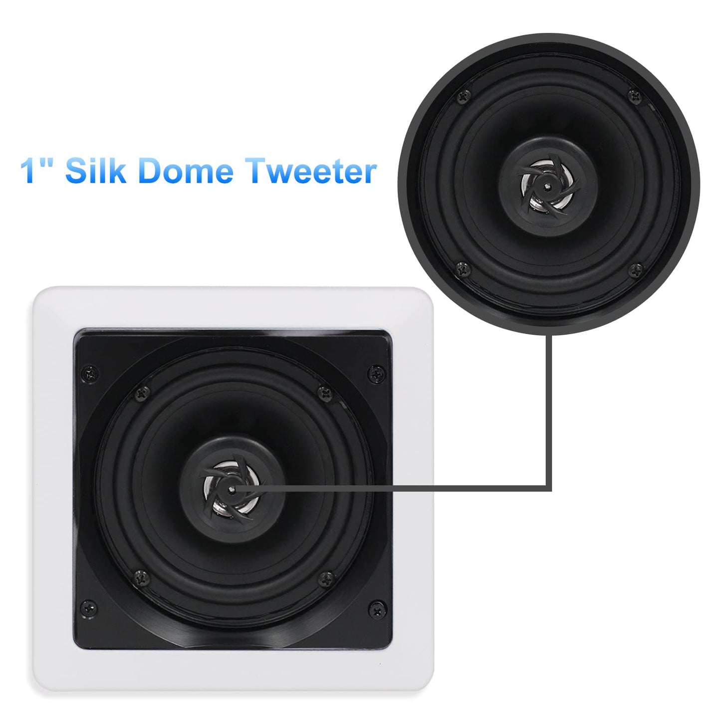 Herdio Altavoces de Techo de 5.25 Pulgadas, Altavoz de Pared de 2 vías de 160 W, Sistema de Altavoces Cuadrados de Montaje Empotrado para Cine en casa, Sala de Estar, Oficina