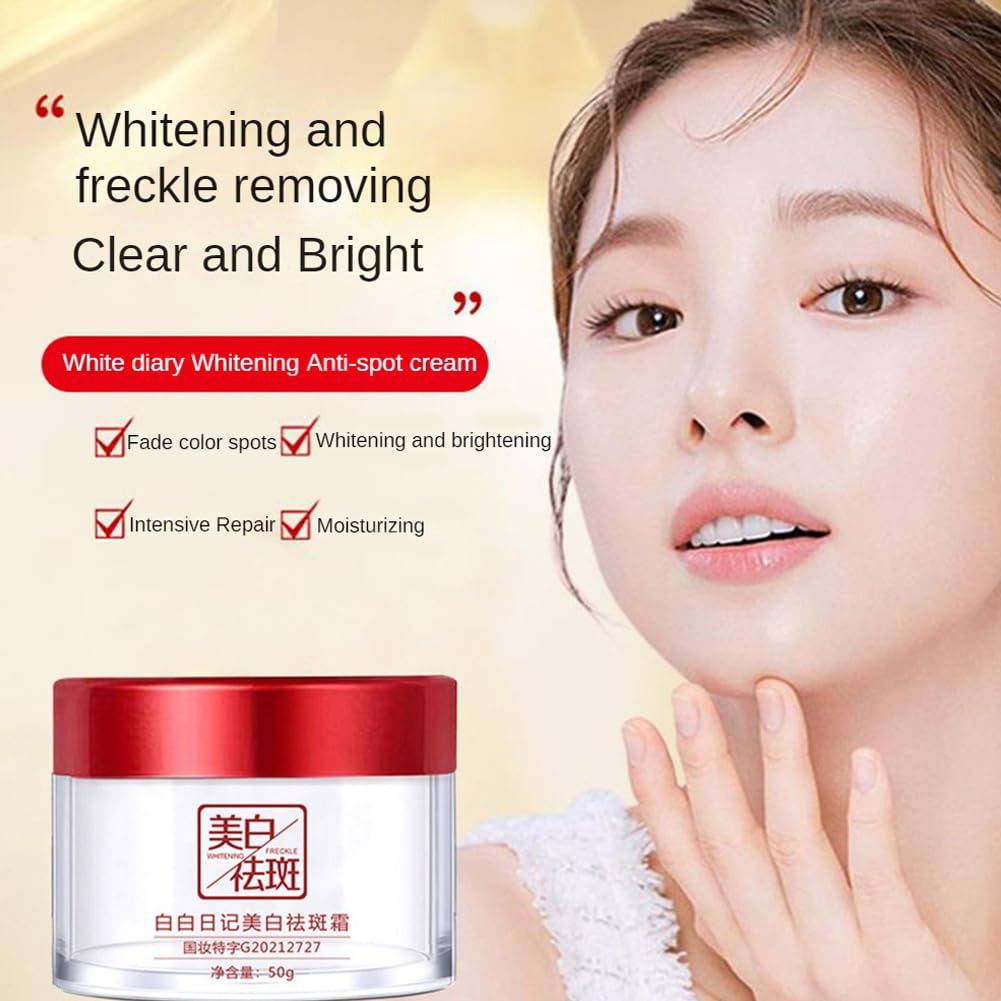 Heykomi Crema iluminadora para pecas, crema blanqueadora y antiarrugas, crema eliminadora de pecas de líneas ligeras y firmes, resuelve arrugas y líneas finas y hace que tu rostro esté más fresco