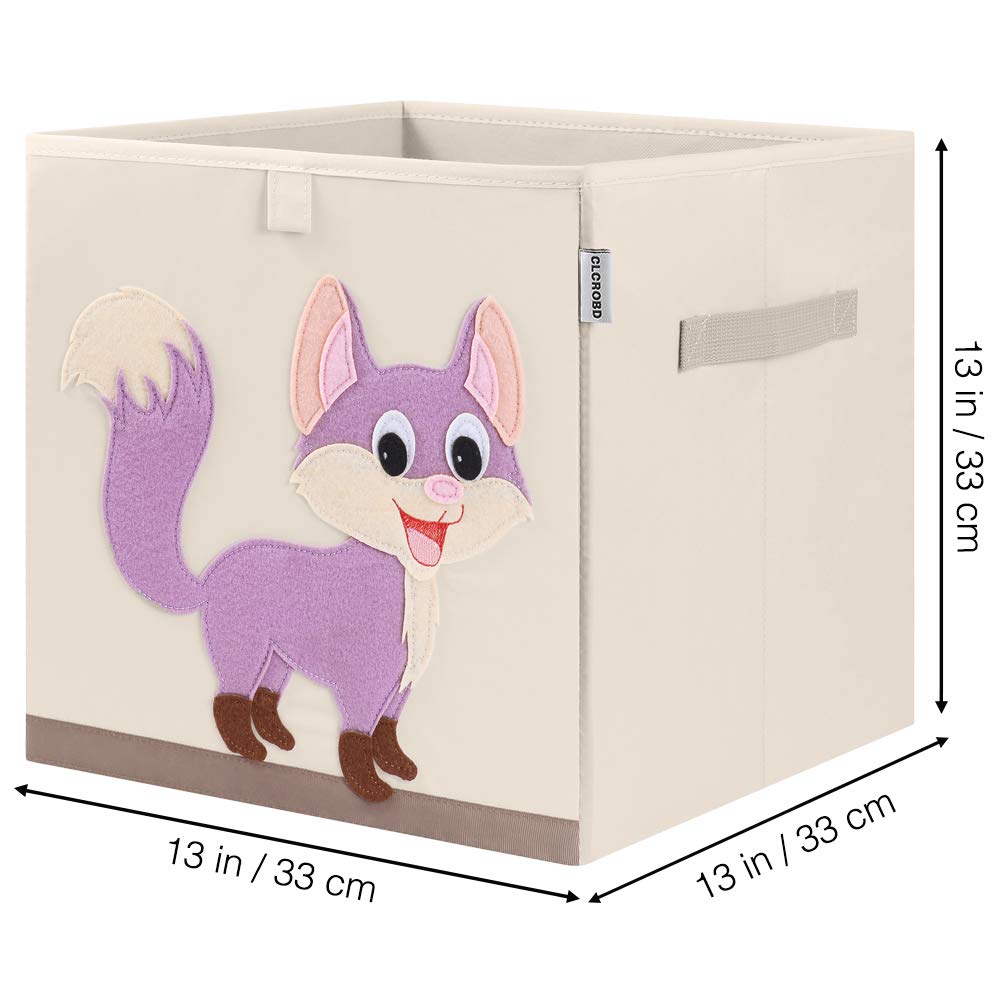 CLCROBD - Contenedores plegables de almacenamiento de cubos de animales, caja de juguetes de tela/cofre/organizador para guardería de niños, 13 pulgadas (zorro)