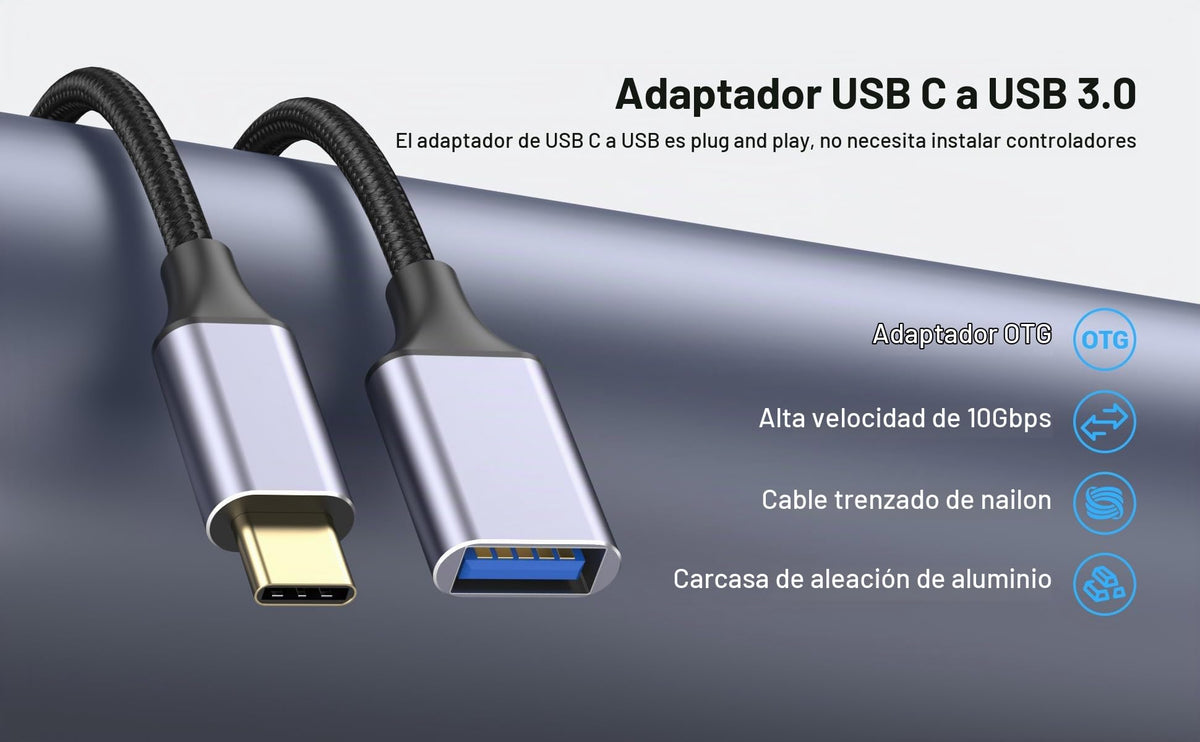 Adaptador de Cable USB Hembra a USBC Macho Pastall 2 m USB3.0