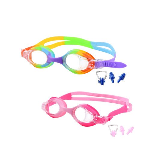 Gafas de Natación Niños 2 Pares - Antivaho + Silicona Ultra Suave, Edad 3-14 Años (Unisex)