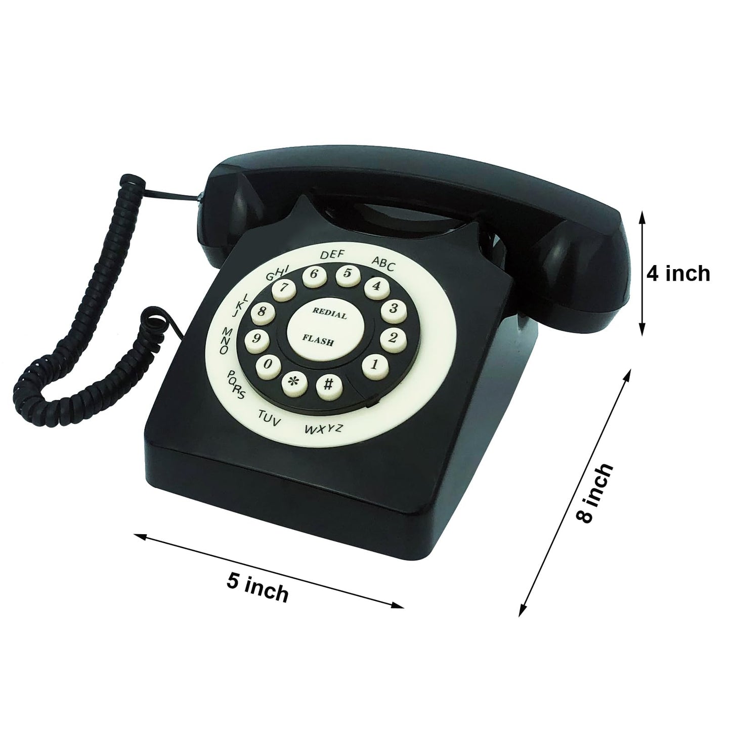 TelPal Teléfono Fijo, Retro, Vintage, Teléfono Antiguo para el Hogar y la Oficina, Teléfono de Línea para el Hogar, Regalo para Personas Mayores (negro)