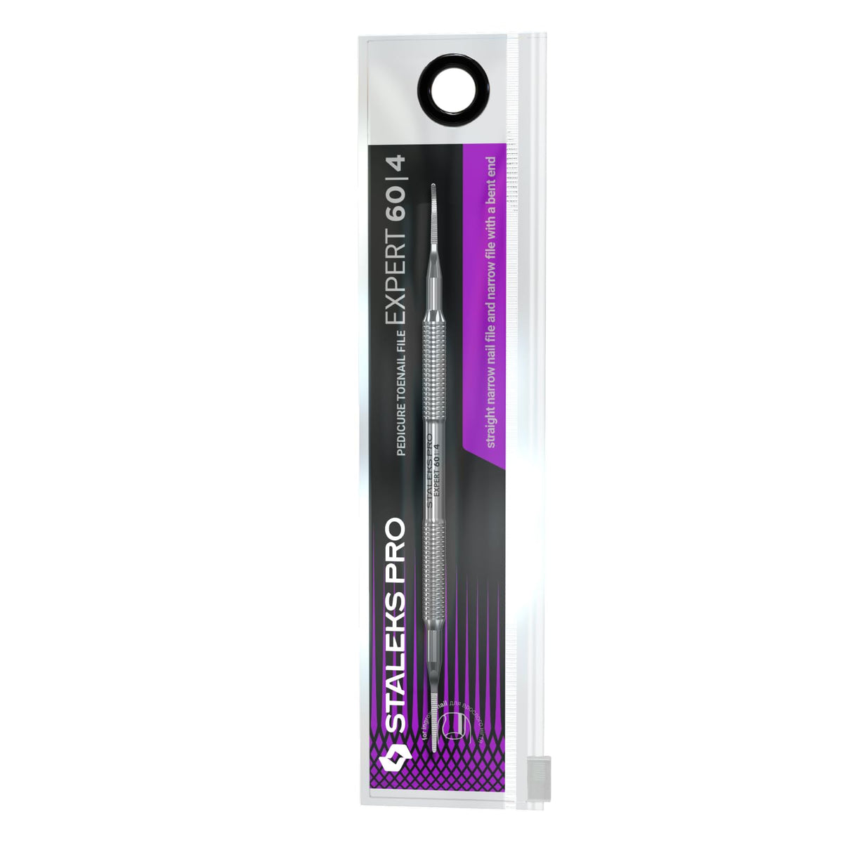 Staleks Pro - Lima de uñas de pedicura Expert 60 tipo 4 - Lima de uñas encarnadas estrecha de doble extremo, acero inoxidable